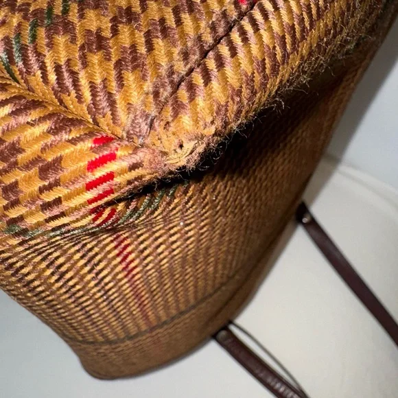 Vintage Lauren by Ralph Lauren Brown Plaid Tote Bag - Picture 9 of 16